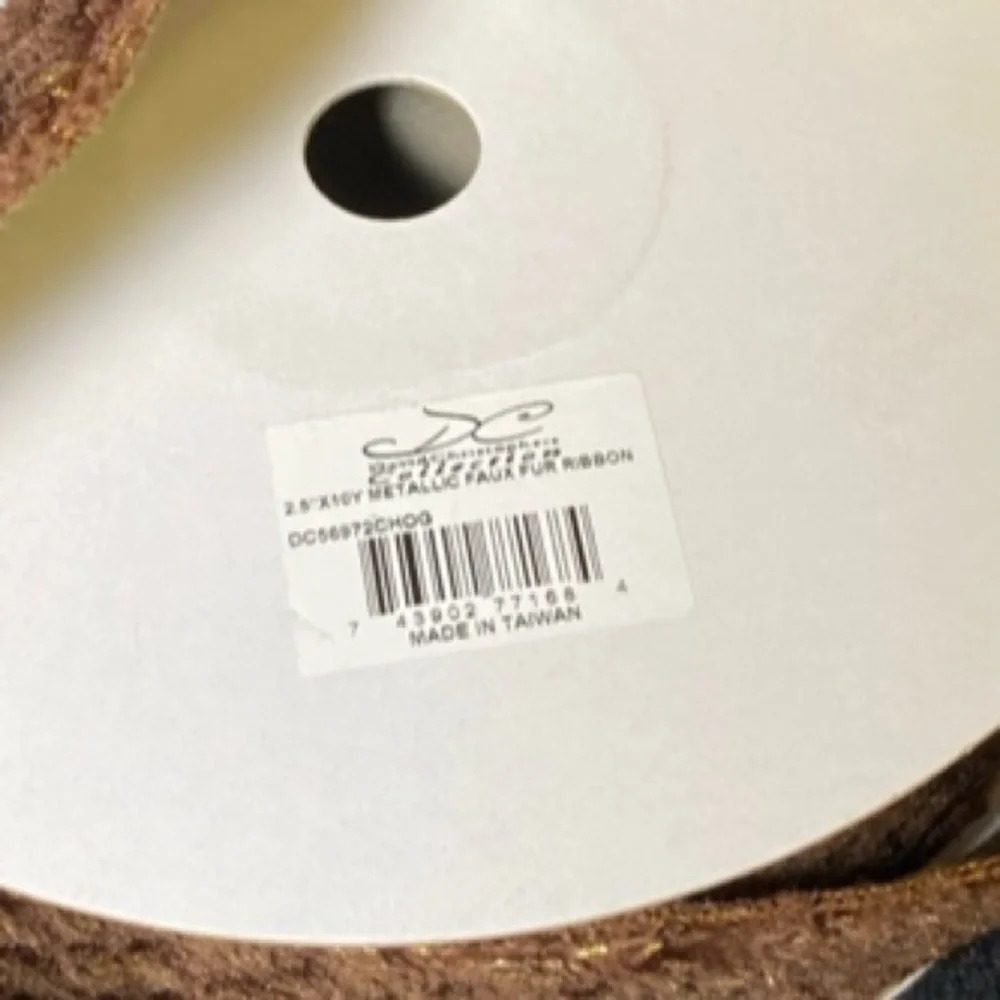 NEW David Christopher’s Collection 2.5 X 10 Y Metallic Faux Fur LUX Ribbon Brown